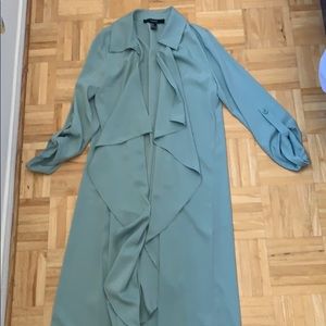 Open front duster jacket with cropped sleeve